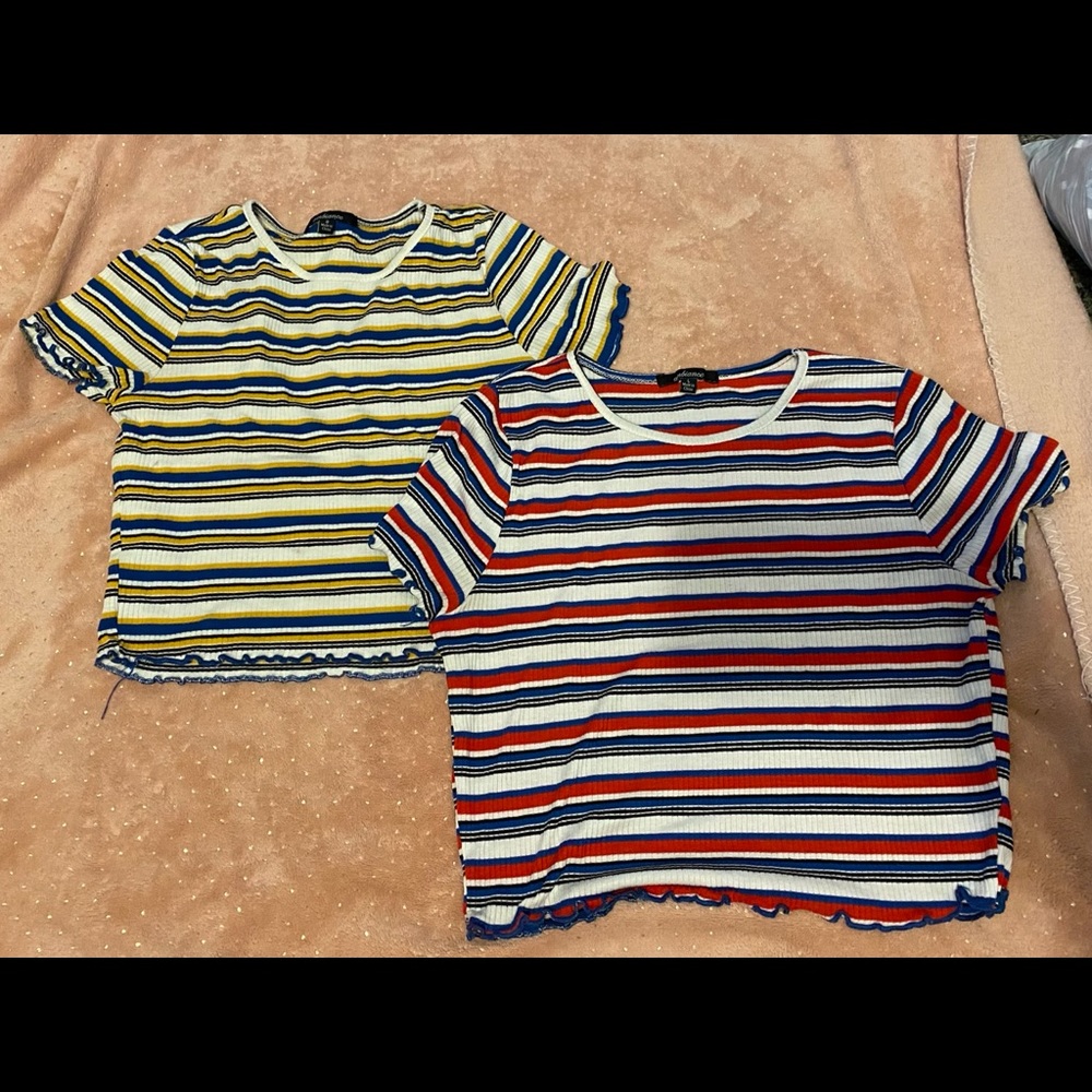 Two cropped striped shirts